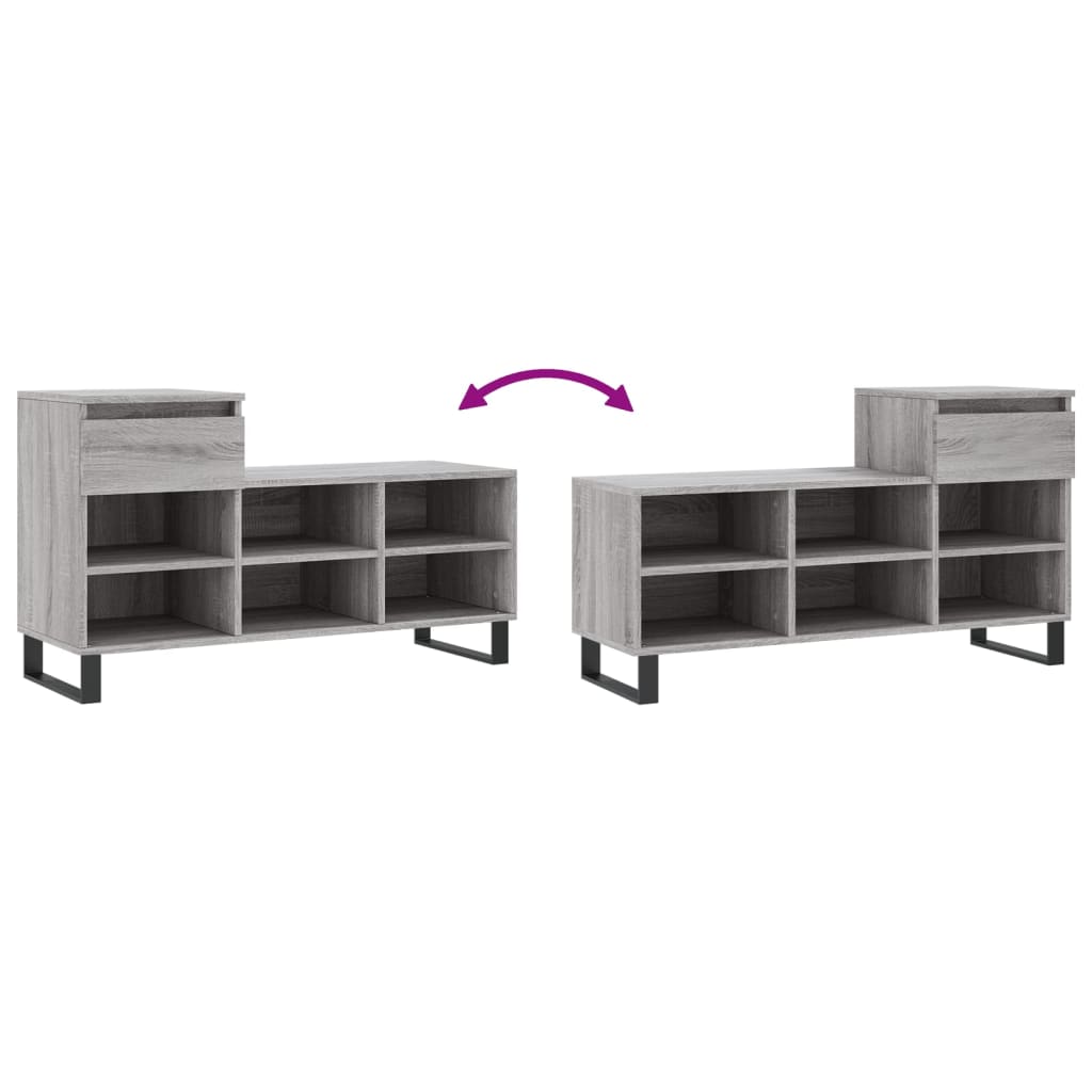 skoskab 102x36x60 cm konstrueret træ grå sonoma-eg