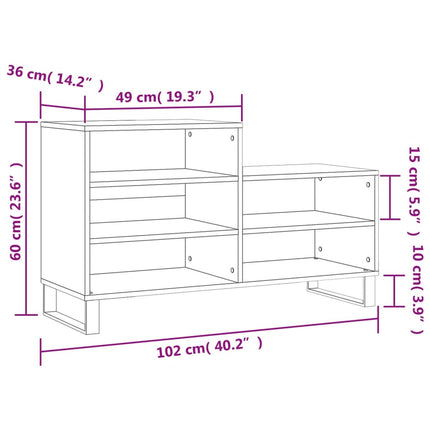 skoskab 102x36x60 cm konstrueret træ brun egetræ