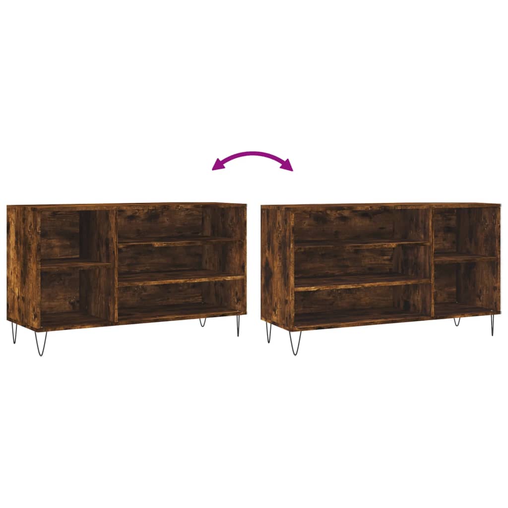 skoskab 102x36x60 cm konstrueret træ røget egetræsfarve