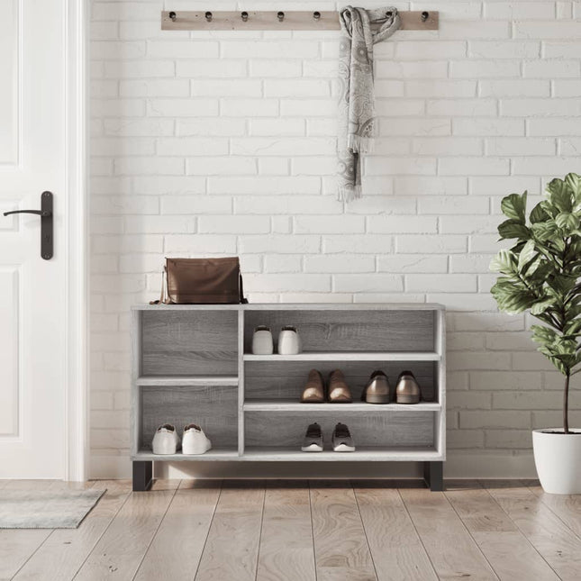 skoskab 102x36x60 cm konstrueret træ grå sonoma-eg