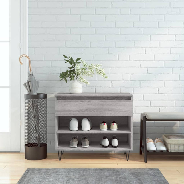 skoskab 102x36x60 cm konstrueret træ grå sonoma-eg