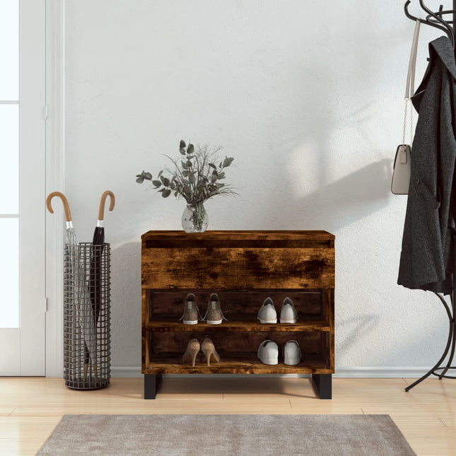 skoskab 70x36x60 cm konstrueret træ røget egetræsfarve