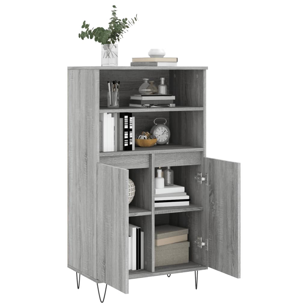 skab 60x36x110 cm konstrueret træ Grå sonoma-eg