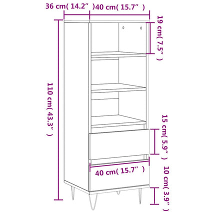 skab 40x36x110 cm konstrueret træ røget egetræ