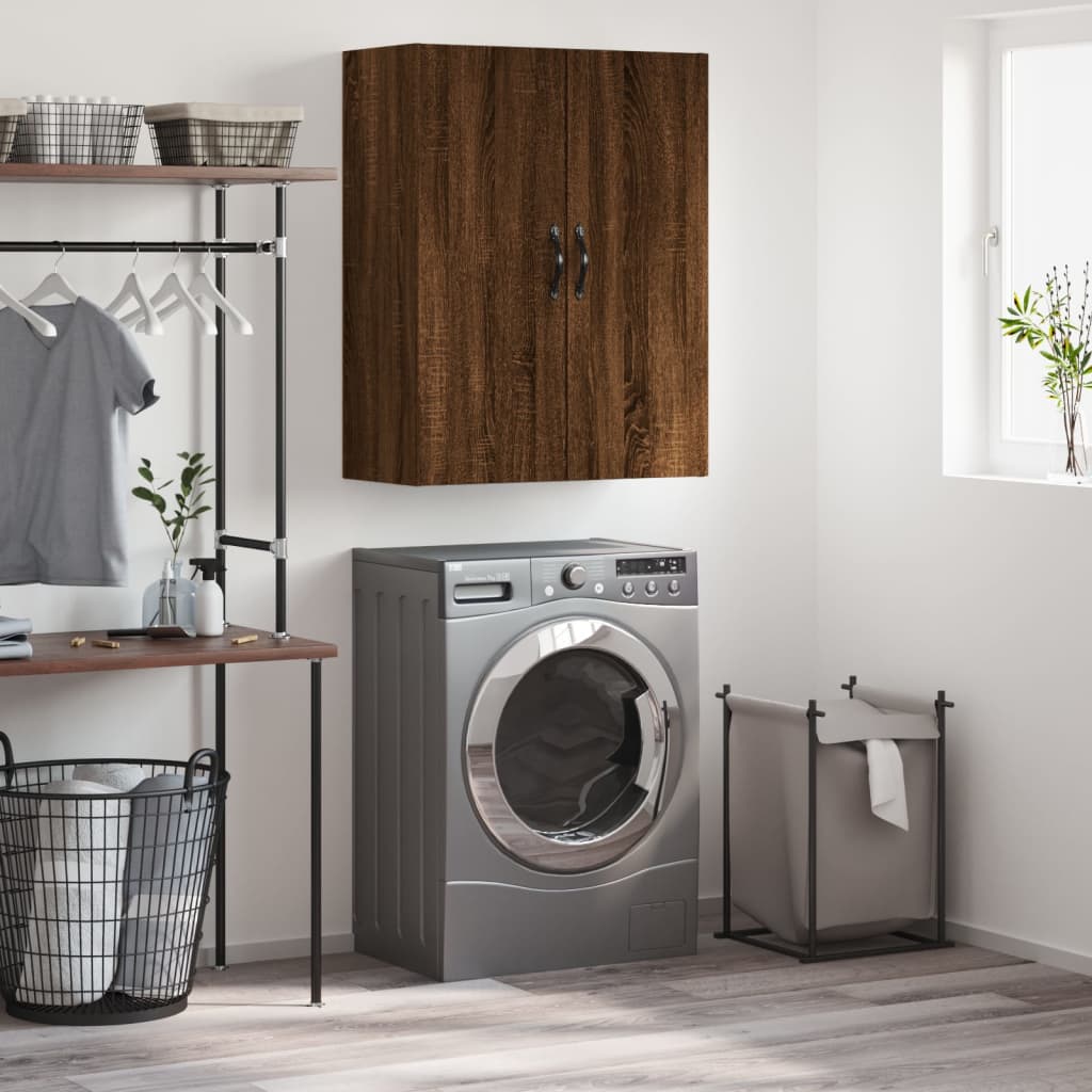 vægskab 69,5x34x90 cm konstrueret træ brun egetræsfarve