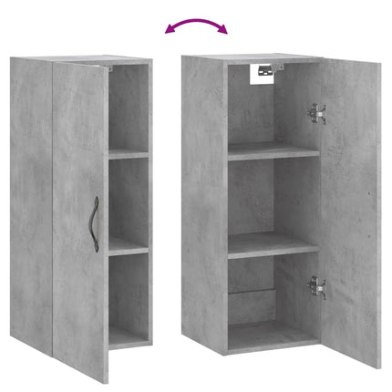 vægskab 34,5x34x90 cm konstrueret træ betongrå