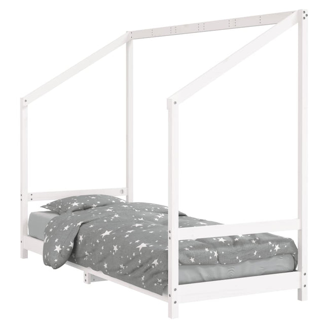 sengeramme til juniorseng 80x200 cm massivt fyrretræ hvid