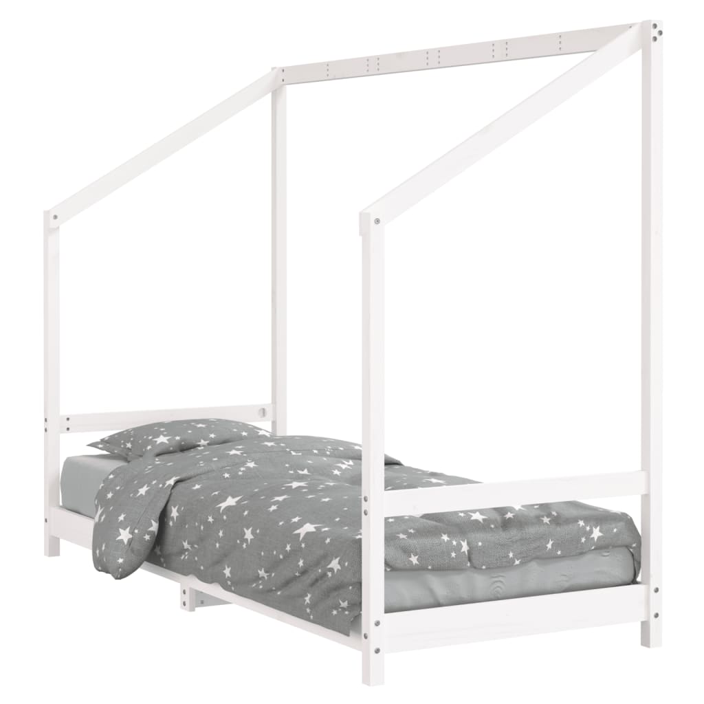 sengeramme til juniorseng 80x200 cm massivt fyrretræ hvid