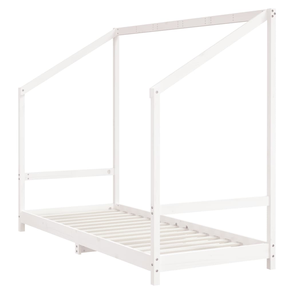 sengeramme til juniorseng 80x200 cm massivt fyrretræ hvid