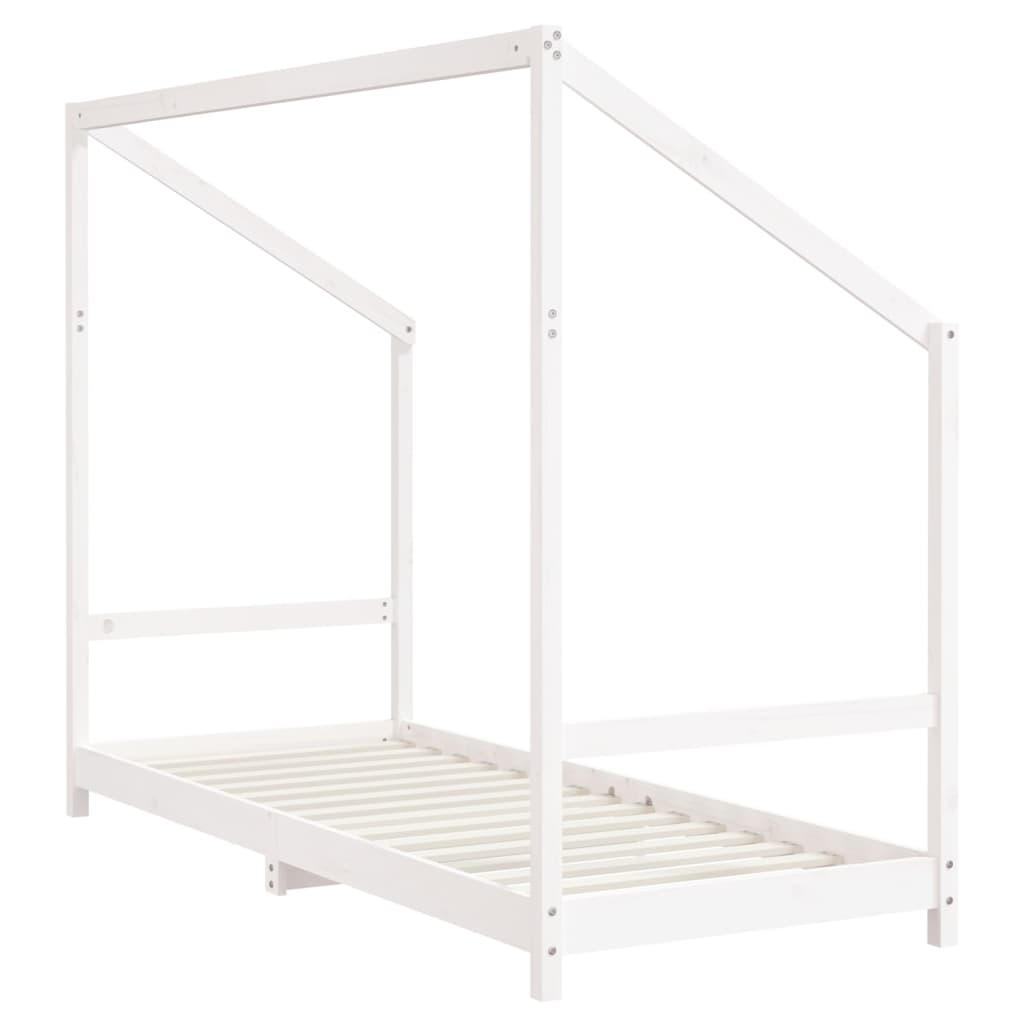 sengeramme til juniorseng 80x200 cm massivt fyrretræ hvid