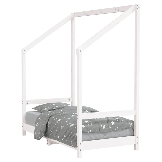 sengeramme til juniorseng 70x140 cm massivt fyrretræ hvid