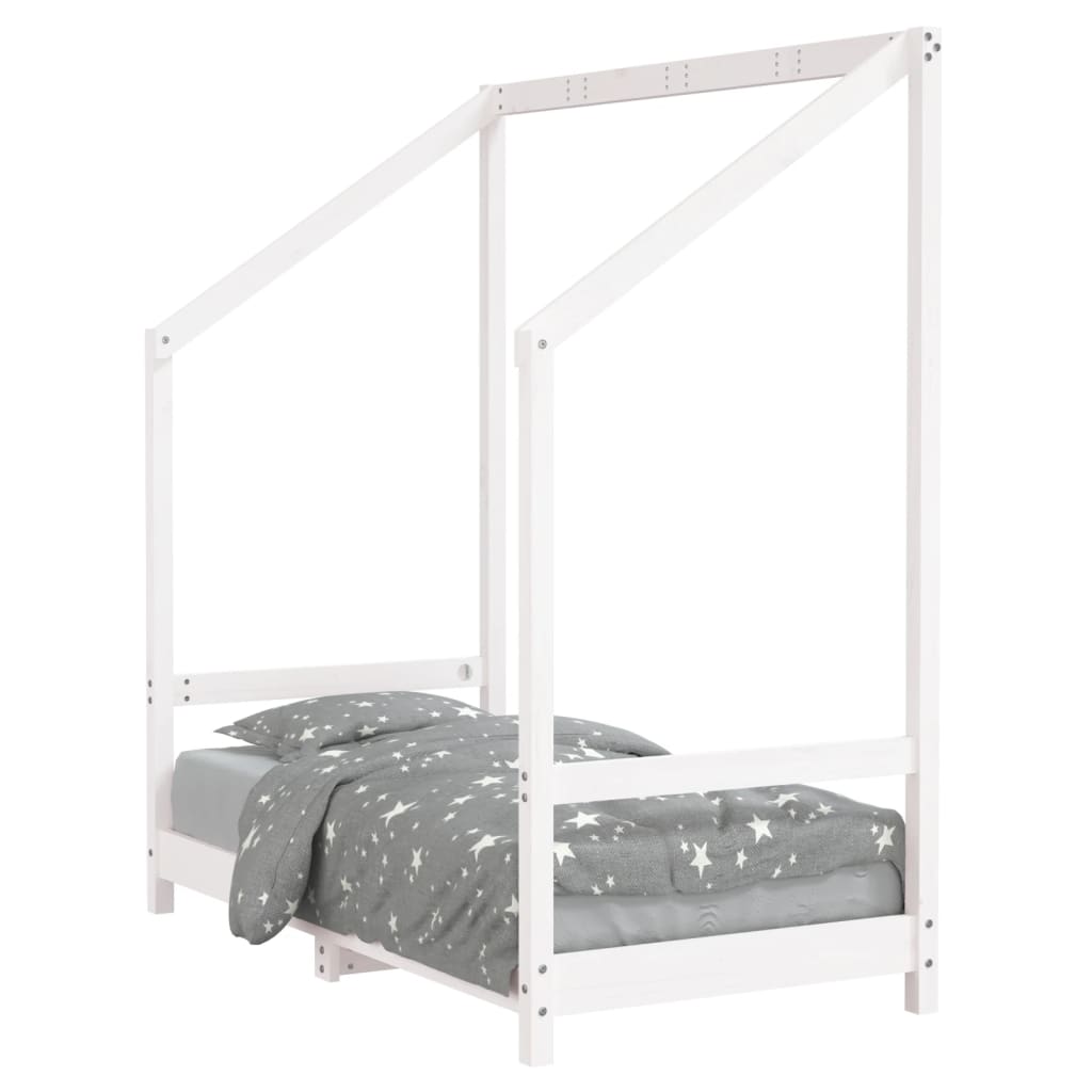 sengeramme til juniorseng 70x140 cm massivt fyrretræ hvid