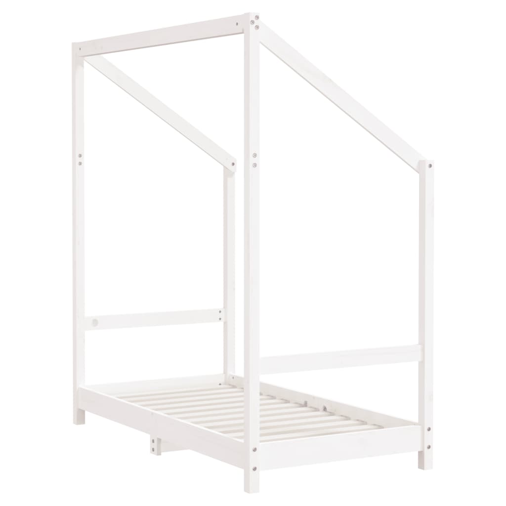 sengeramme til juniorseng 70x140 cm massivt fyrretræ hvid