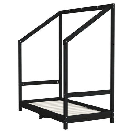 sengeramme til juniorseng 70x140 cm massivt fyrretræ sort