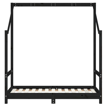 sengeramme til juniorseng 70x140 cm massivt fyrretræ sort