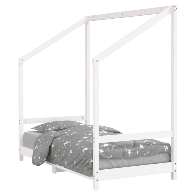 sengeramme til juniorseng 80x160 cm massivt fyrretræ hvid