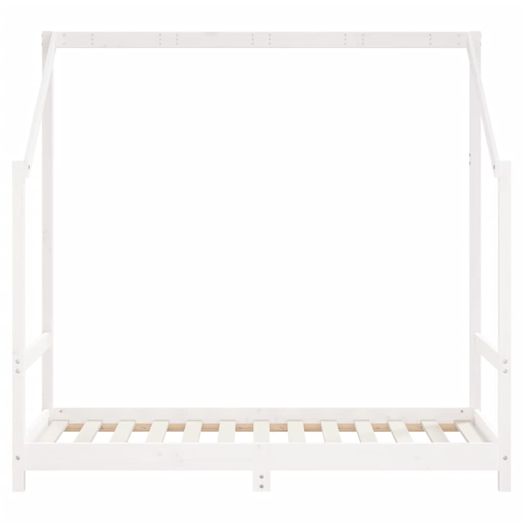 sengeramme til juniorseng 80x160 cm massivt fyrretræ hvid
