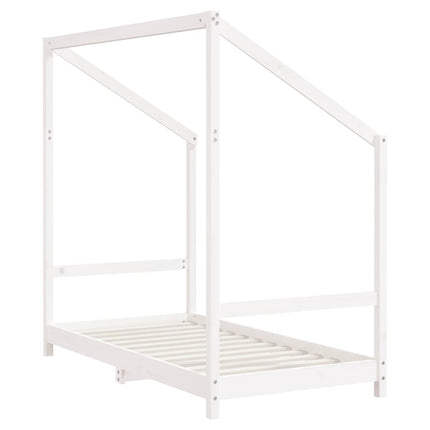 sengeramme til juniorseng 80x160 cm massivt fyrretræ hvid