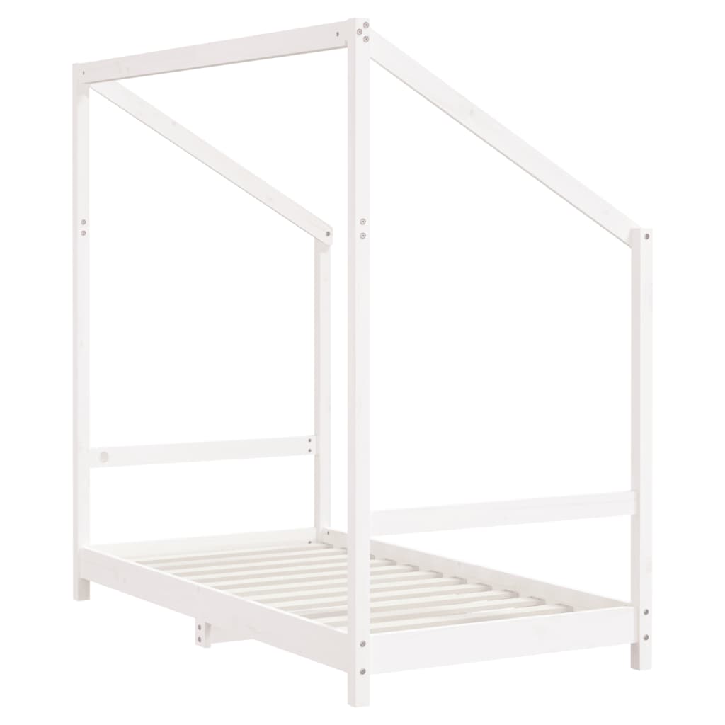 sengeramme til juniorseng 80x160 cm massivt fyrretræ hvid