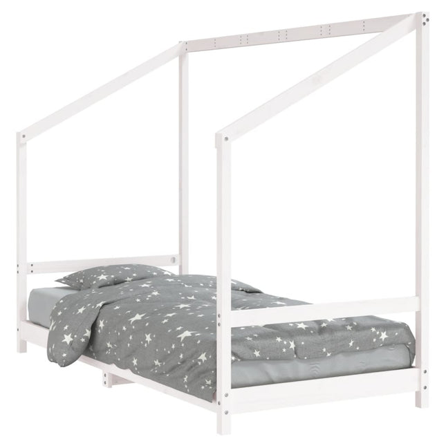 sengeramme til juniorseng 90x190 cm massivt fyrretræ hvid