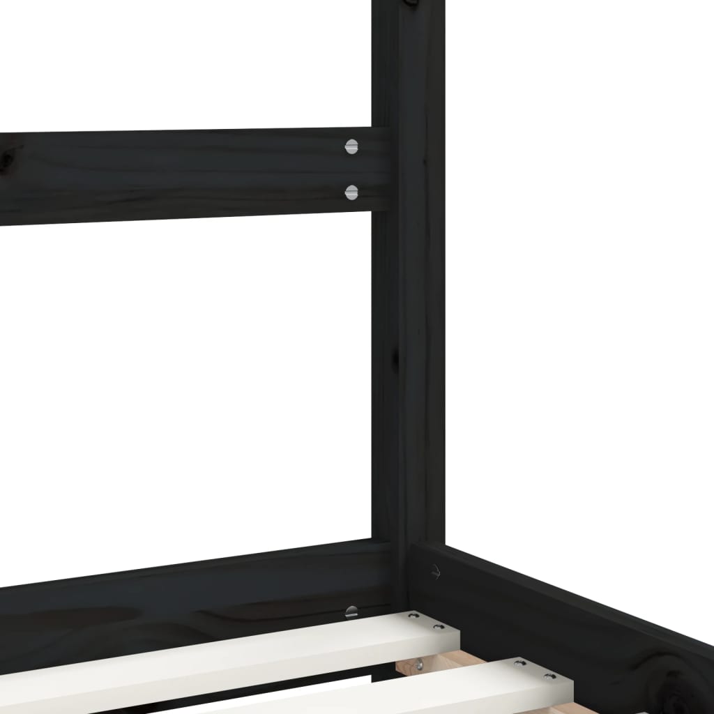sengeramme til juniorseng 90x190 cm massivt fyrretræ sort