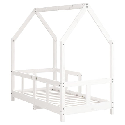sengeramme til juniorseng 70x140 cm massivt fyrretræ hvid
