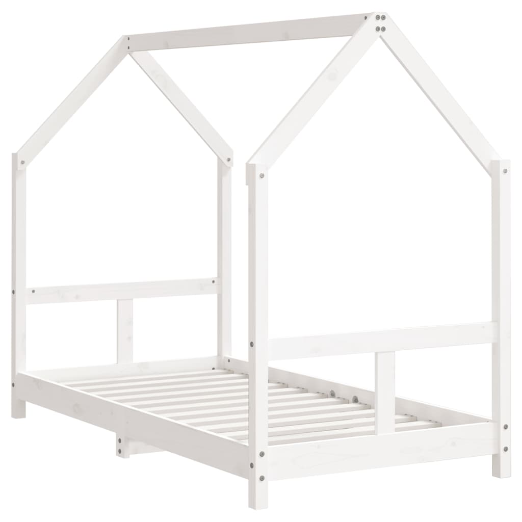 sengeramme til juniorseng 80x160 cm massivt fyrretræ hvid