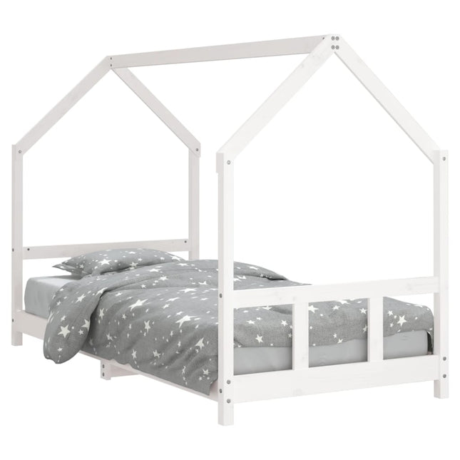 sengeramme til juniorseng 90x190 cm massivt fyrretræ hvid
