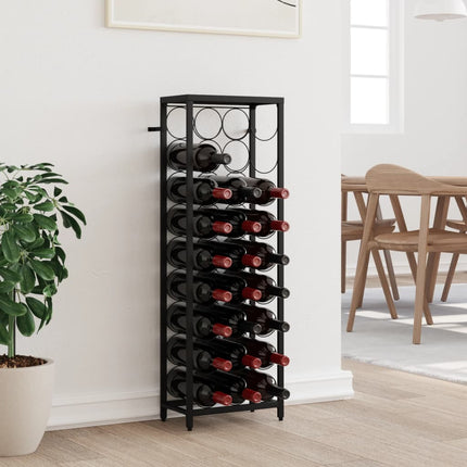 vinreol til 27 flasker 34x18x100 cm smedejern sort