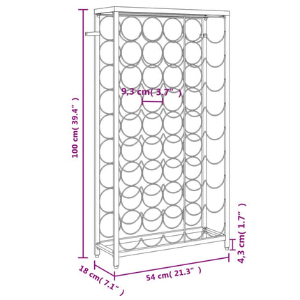 vinreol til 45 flasker 54x18x100 cm smedejern sort