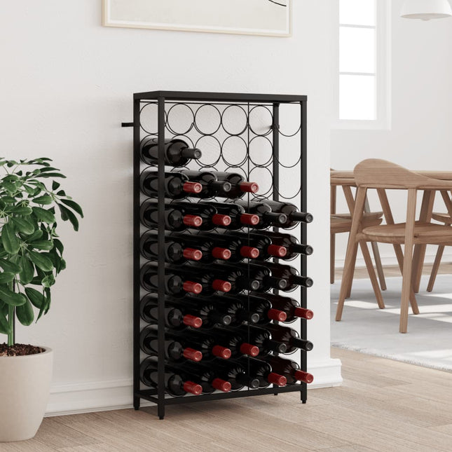 vinreol til 45 flasker 54x18x100 cm smedejern sort