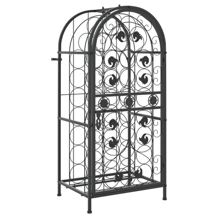 vinreol til 33 flasker 45x36x100 cm smedejern sort