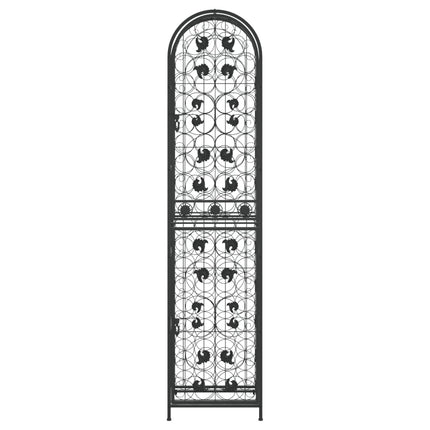 vinreol til 73 flasker 45x36x200 cm smedejern sort