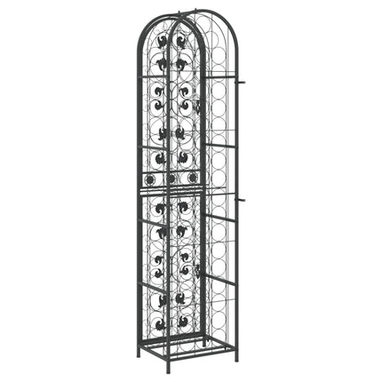 vinreol til 73 flasker 45x36x200 cm smedejern sort