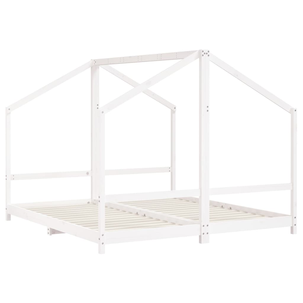 sengeramme til juniorseng 2x(90x200) cm massivt fyrretræ hvid