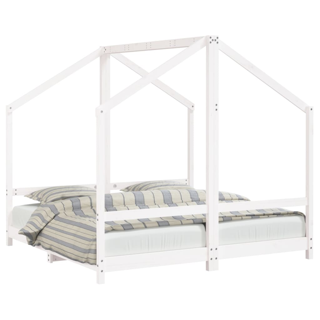 sengeramme til juniorseng 2x(80x160) cm massivt fyrretræ hvid