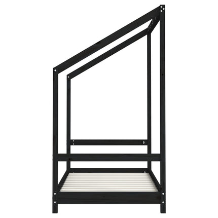 sengeramme til juniorseng 2(80x160) cm massivt fyrretræ sort