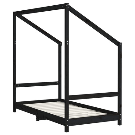 sengeramme til juniorseng 2(80x160) cm massivt fyrretræ sort