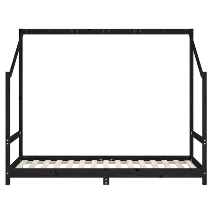 sengeramme til juniorseng 2(90x190) cm massivt fyrretræ sort