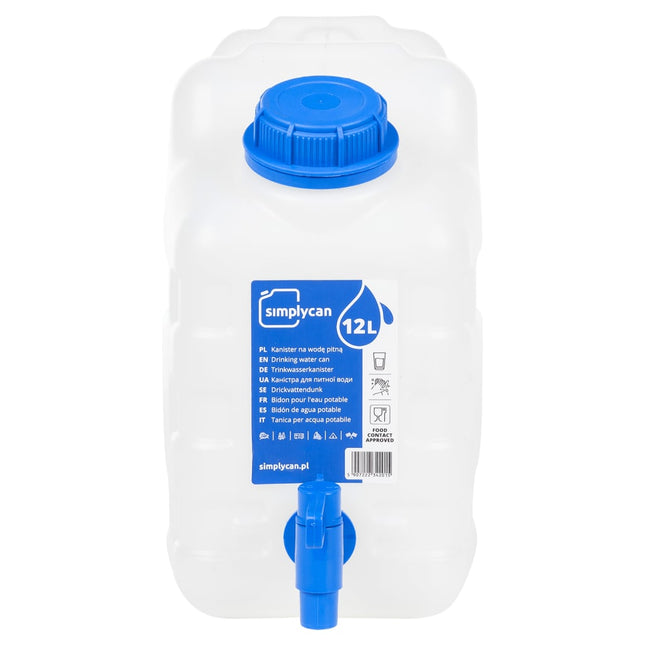 vanddunk med tappehane 10 l plast transparent