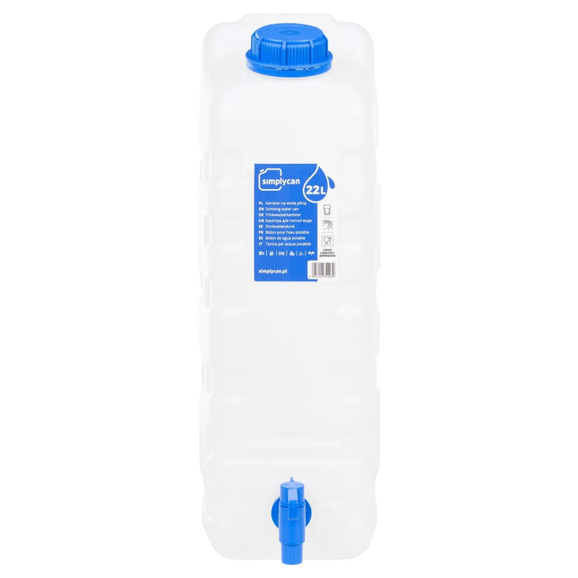 vanddunk med tappehane 20 l plast transparent