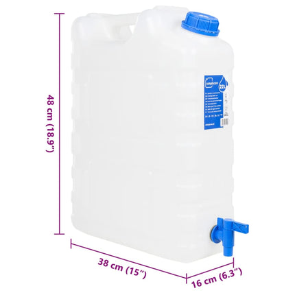 vanddunk med tappehane 20 l plast transparent