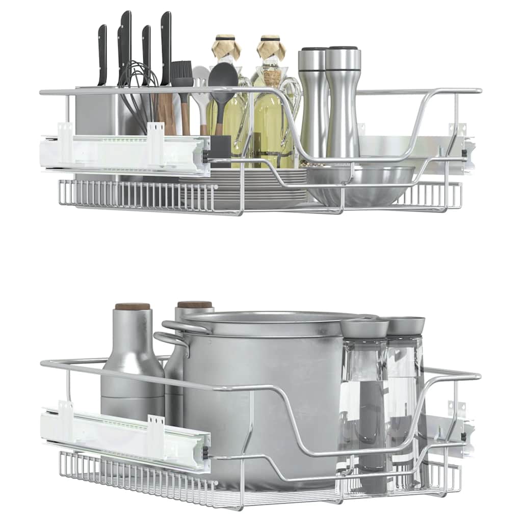 udtrækkelige trådkurve 2 stk. 45 cm sølvfarvet