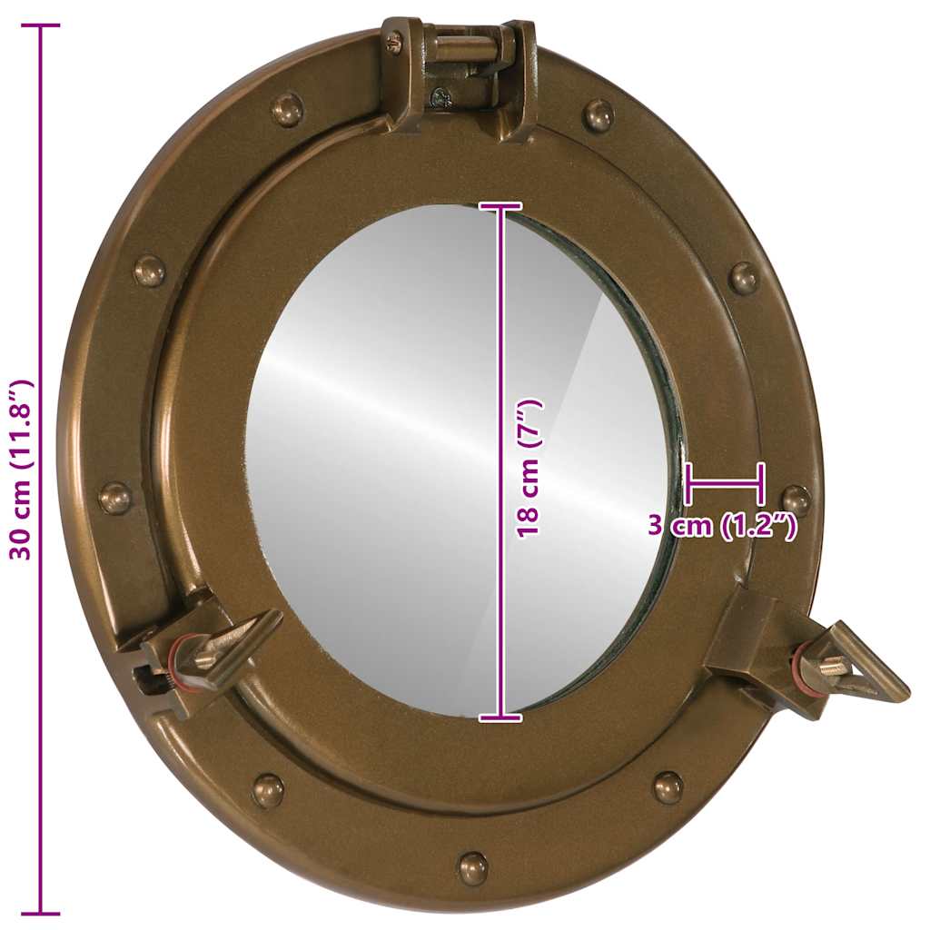 koøjespejl diam. 30 cm væghængt aluminium og glas