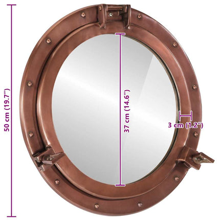 koøjespejl diam. 50 cm væghængt aluminium og glas