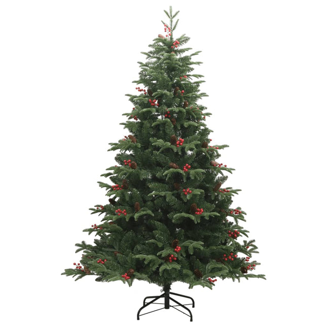kunstigt juletræ med grankogler og bær 240 cm hængslet
