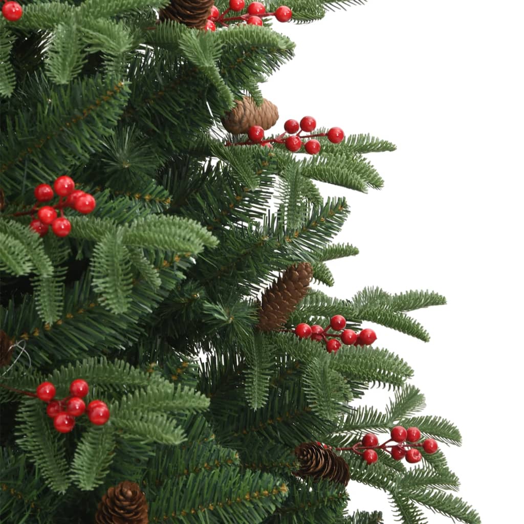 kunstigt juletræ med grankogler og bær 240 cm hængslet