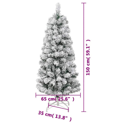 kunstigt juletræ med sne 150 cm hængslet