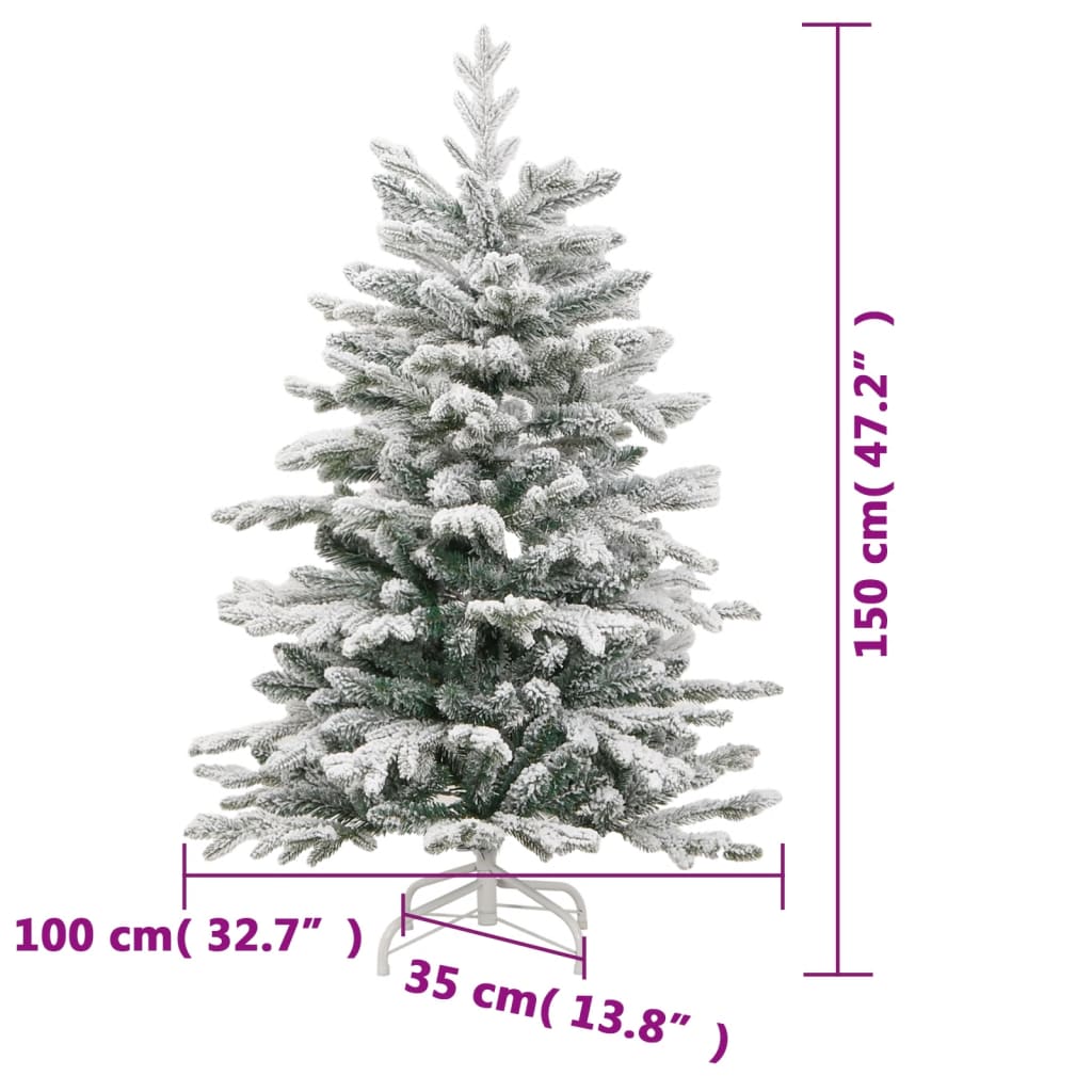 kunstigt juletræ med sne 150 cm hængslet