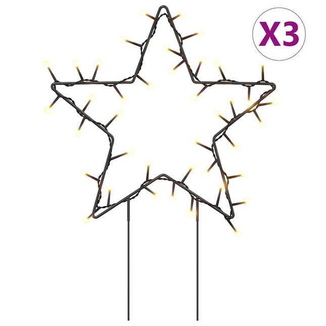julestjerne med jordspyd 3 stk. 50 LED'er 29 cm